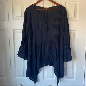 Jane and Delancey XL Tunic Blouse Navy Sheer Whimsigoth Witchy Fairy Grunge Boho